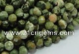 CPS56 15.5 inches 8mm faceted round green peacock stone beads