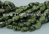 CPS62 15.5 inches 6*8mm faceted teardrop green peacock stone beads