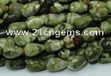 CPS63 15.5 inches 8*12mm faceted teardrop green peacock stone beads