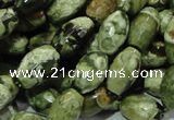 CPS67 15.5 inches 8*13mm faceted rice green peacock stone beads