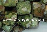 CPS74 15.5 inches 15*15mm faceted rhombic green peacock stone beads