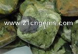 CPS76 15.5 inches 25*25mm faceted rhombic green peacock stone beads