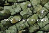 CPS79 15.5 inches 13*18mm faceted rectangle green peacock stone beads