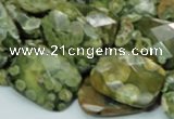 CPS80 15.5 inches 15*20mm faceted rectangle green peacock stone beads