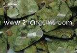 CPS81 15.5 inches 18*25mm faceted rectangle green peacock stone beads