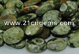 CPS90 15.5 inches 14*18mm faceted oval green peacock stone beads