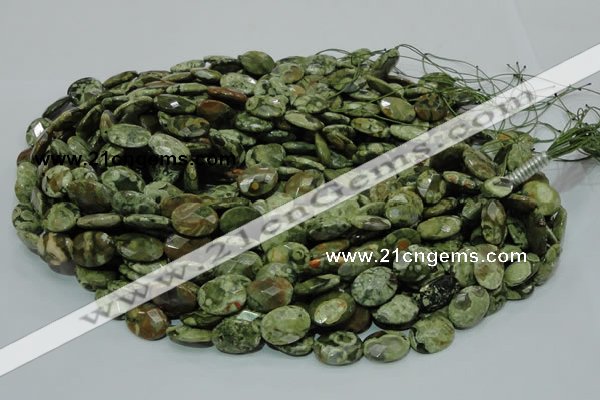 CPS90 15.5 inches 14*18mm faceted oval green peacock stone beads