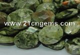 CPS91 15.5 inches 16*20mm faceted oval green peacock stone beads