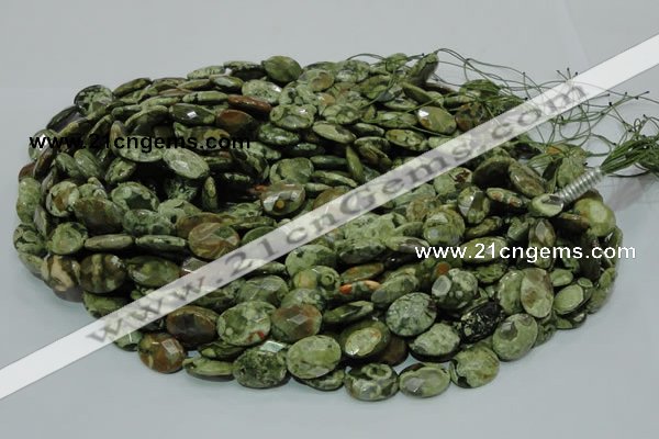 CPS91 15.5 inches 16*20mm faceted oval green peacock stone beads