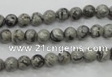 CPT102 15.5 inches 6mm round grey picture jasper beads