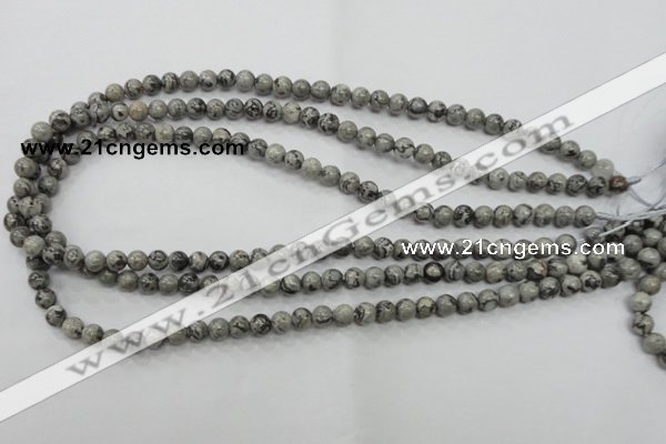 CPT102 15.5 inches 6mm round grey picture jasper beads