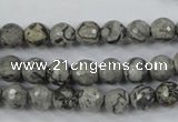 CPT112 15.5 inches 8mm faceted round grey picture jasper beads