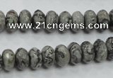 CPT120 15.5 inches 6*10mm faceted rondelle grey picture jasper beads