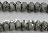 CPT121 15.5 inches 7*12mm faceted rondelle grey picture jasper beads