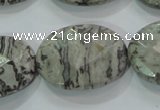 CPT129 15.5 inches 22*30mm faceted oval grey picture jasper beads