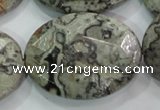 CPT130 15.5 inches 30*40mm faceted oval grey picture jasper beads