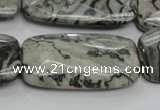 CPT132 15.5 inches 20*40mm faceted rectangle grey picture jasper beads