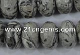 CPT135 15.5 inches 12*20mm faceted rondelle grey picture jasper beads