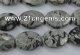 CPT145 15.5 inches 13*18mm faceted oval grey picture jasper beads