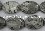 CPT147 15.5 inches 18*25mm faceted oval grey picture jasper beads