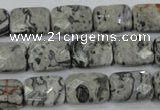 CPT152 15.5 inches 10*14mm faceted rectangle grey picture jasper beads