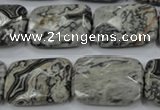 CPT156 15.5 inches 18*25mm faceted rectangle grey picture jasper beads