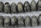 CPT160 15.5 inches 9*16mm rondelle grey picture jasper beads