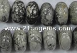 CPT161 15.5 inches 10*18mm rondelle grey picture jasper beads