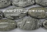 CPT175 15.5 inches 15*30mm marquise grey picture jasper beads