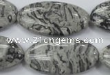 CPT176 15.5 inches 20*40mm marquise grey picture jasper beads