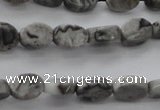 CPT185 15.5 inches 4*6mm oval grey picture jasper beads wholesale