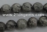 CPT188 15.5 inches 8mm round grey picture jasper beads wholesale