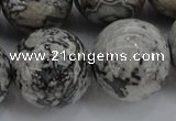 CPT191 15.5 inches 16mm round grey picture jasper beads wholesale