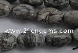 CPT195 15.5 inches 13*18mm faceted rice grey picture jasper beads