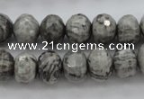 CPT196 15.5 inches 5*8mm faceted rondelle grey picture jasper beads