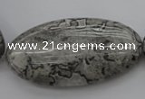 CPT198 15.5 inches 25*50mm oval grey picture jasper beads wholesale