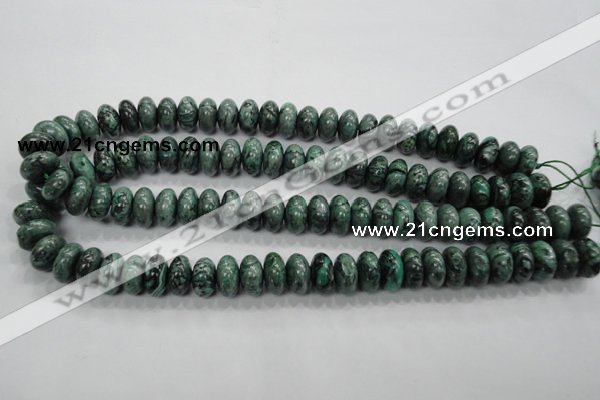 CPT200 15.5 inches 8*14mm rondelle green picture jasper beads