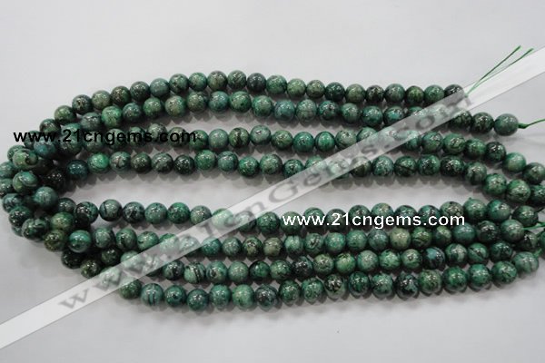 CPT205 15.5 inches 8mm round green picture jasper beads