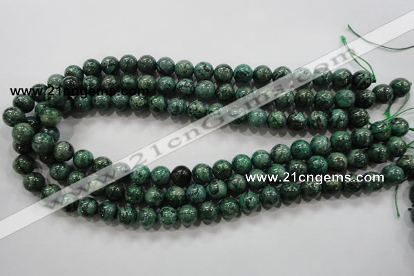 CPT206 15.5 inches 10mm round green picture jasper beads