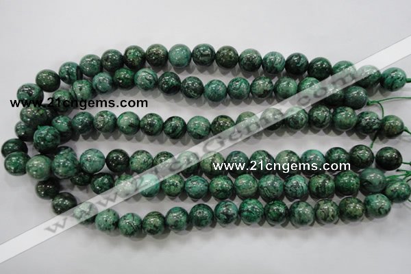 CPT207 15.5 inches 12mm round green picture jasper beads