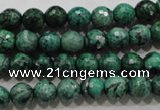 CPT214 15.5 inches 8mm faceted round green picture jasper beads