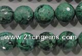 CPT217 15.5 inches 14mm faceted round green picture jasper beads