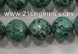 CPT218 15.5 inches 16mm faceted round green picture jasper beads