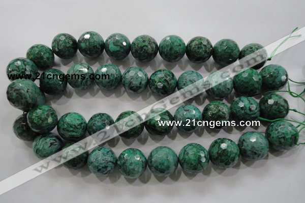 CPT220 15.5 inches 20mm faceted round green picture jasper beads