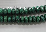 CPT222 15.5 inches 5*8mm faceted rondelle green picture jasper beads