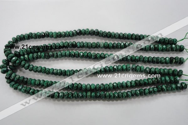 CPT222 15.5 inches 5*8mm faceted rondelle green picture jasper beads