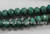 CPT223 15.5 inches 6*10mm faceted rondelle green picture jasper beads