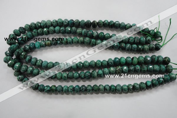 CPT223 15.5 inches 6*10mm faceted rondelle green picture jasper beads