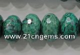 CPT227 15.5 inches 12*20mm faceted rondelle green picture jasper beads