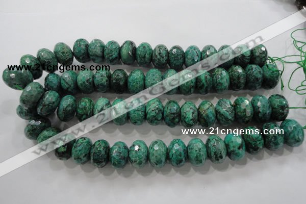 CPT227 15.5 inches 12*20mm faceted rondelle green picture jasper beads
